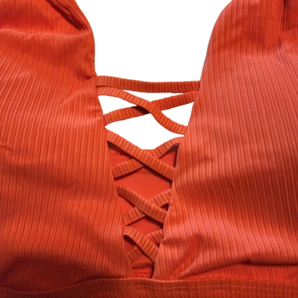 SEXY ☆ ORANGE CAGED FRONT ☆ RIBBED BIKINI ☆ NWT - Picture 9 of 13